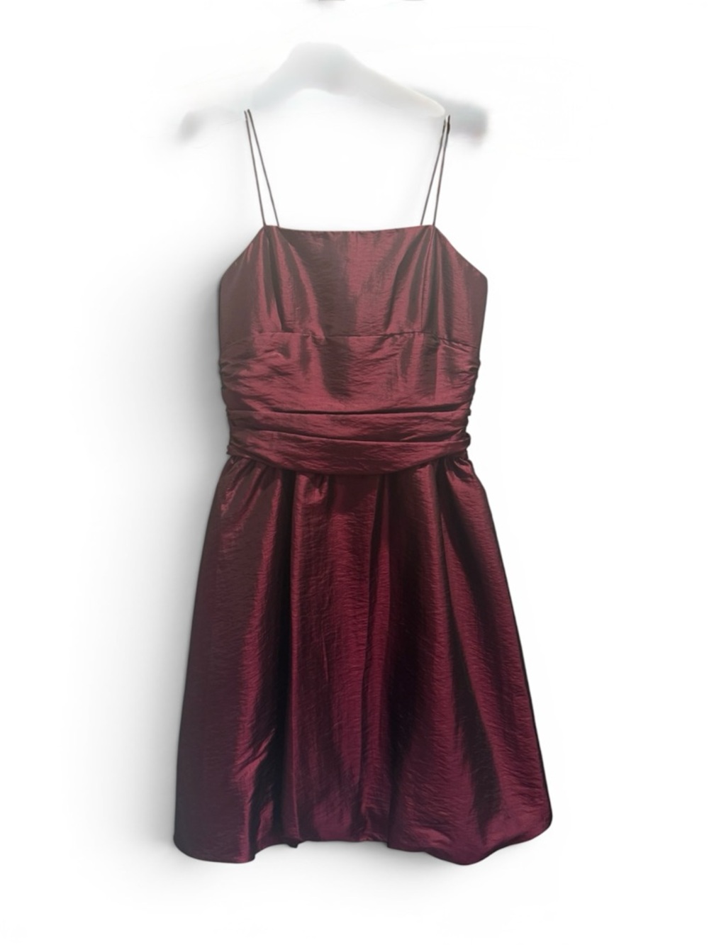 Never worn! Burgundy Satin Spaghetti-Strap Party Dress